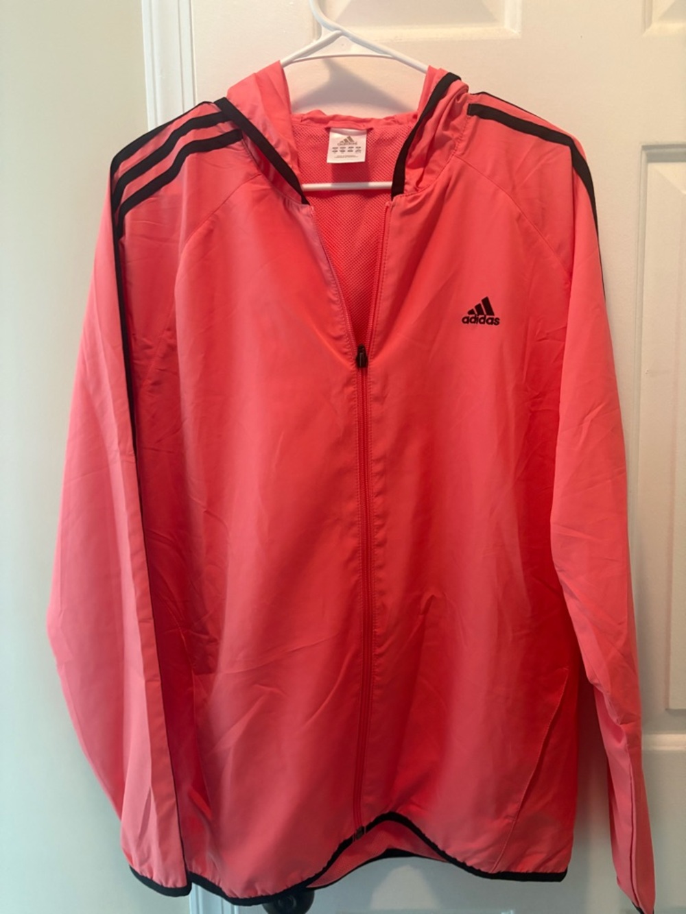 adidas Pink and Black Hooded Windbreaker Jacket